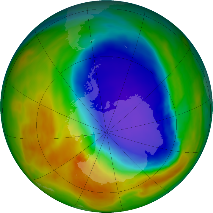 Antarctic ozone map for 12 October 2014